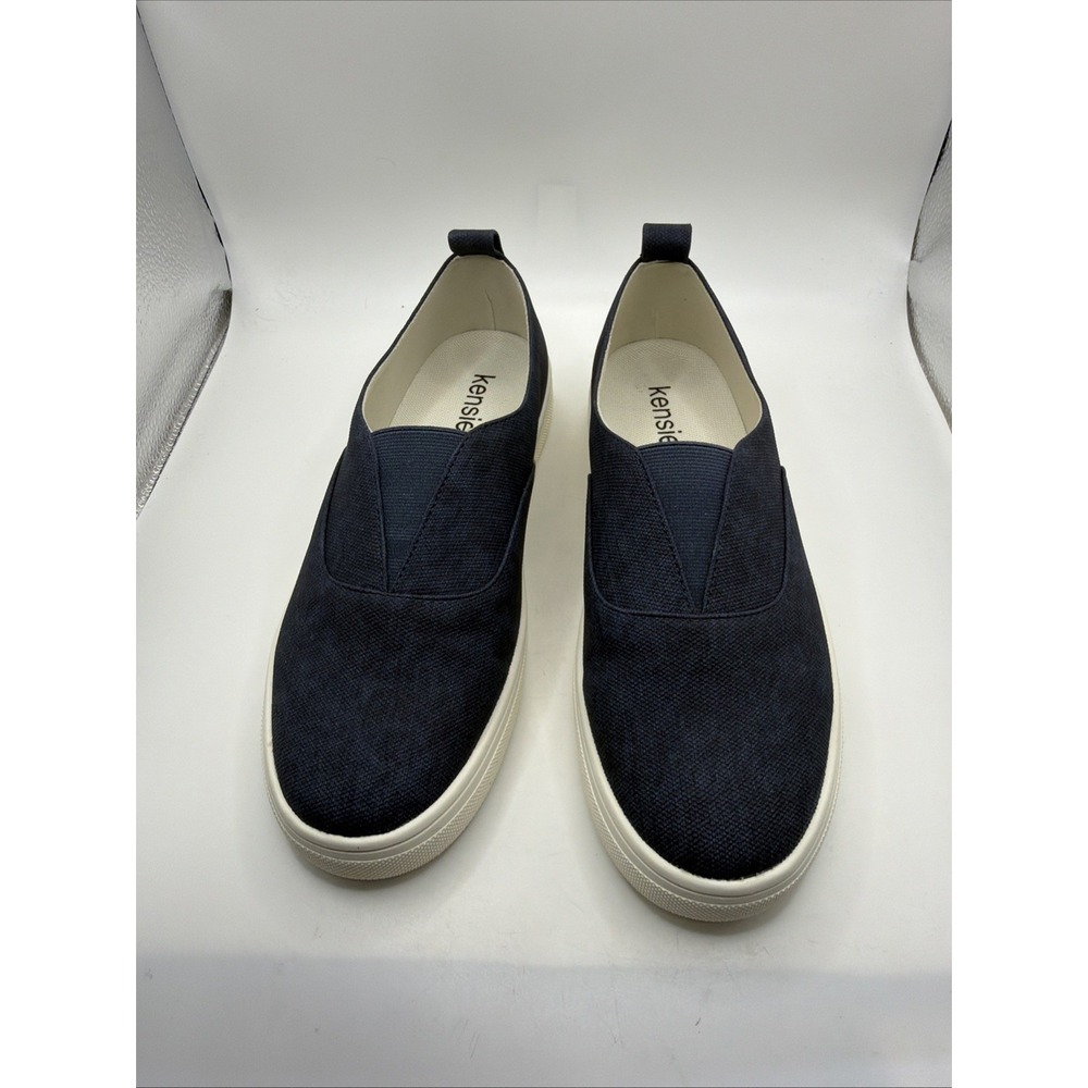 Kensie Girl Navy Canvas Slip-On Espadrille Sneakers with Cream Sole - Picture 3 of 10